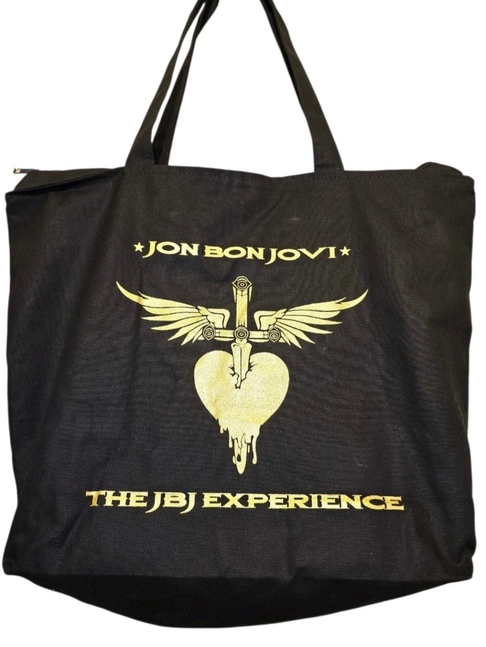 Official Jon Bon Jovi The JBJ Experience Tote Bag Black Gold Heart & Dagger